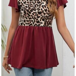 NEW FAIRE leopard print short sleeve top in multi